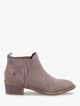 Hush Puppies Isobel Suede Heeled Ankle Boots, Taupe | John Lewis (UK)