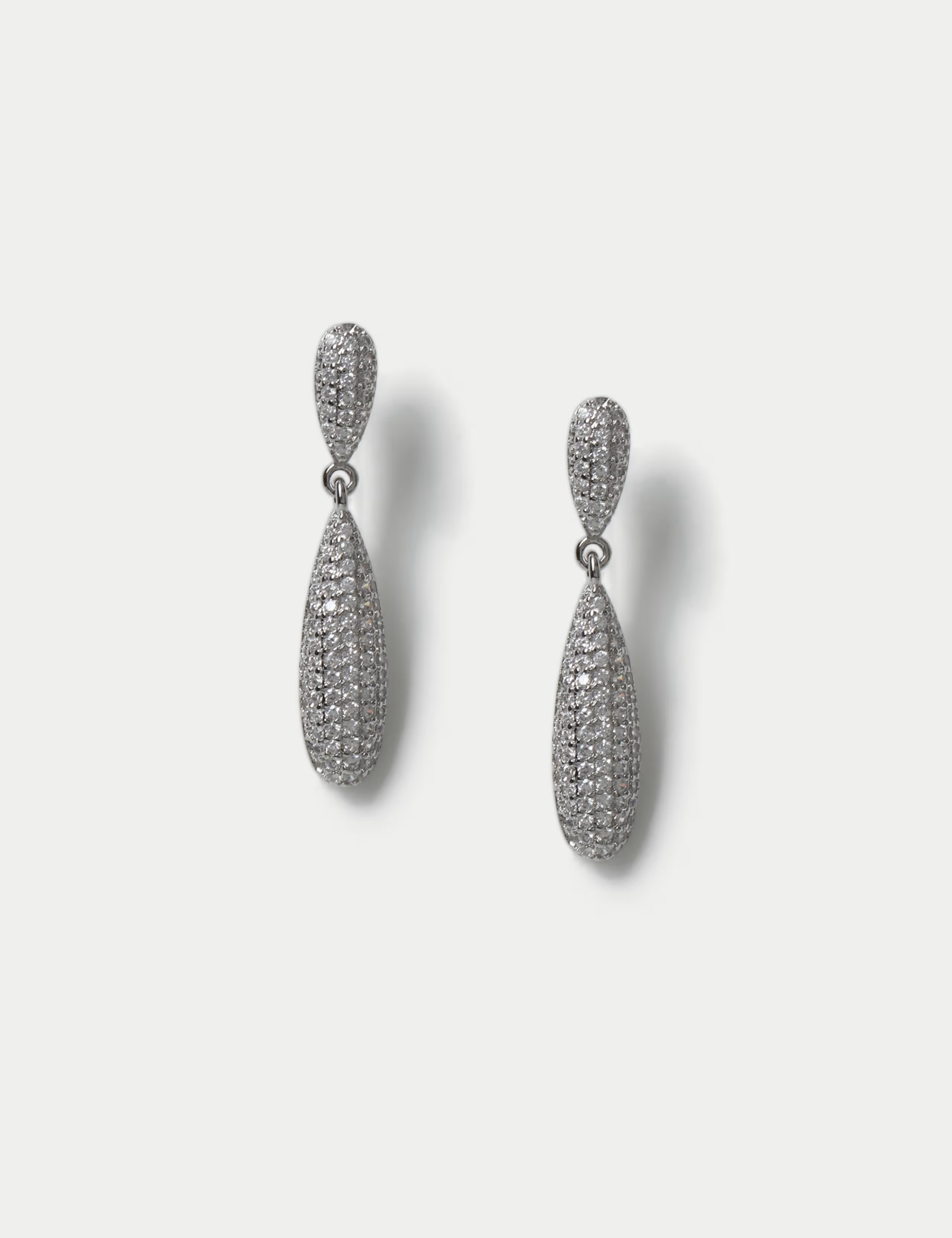 Platinum Plated Cubic Zirconia Embellished Drop Earrings | Marks & Spencer (UK)