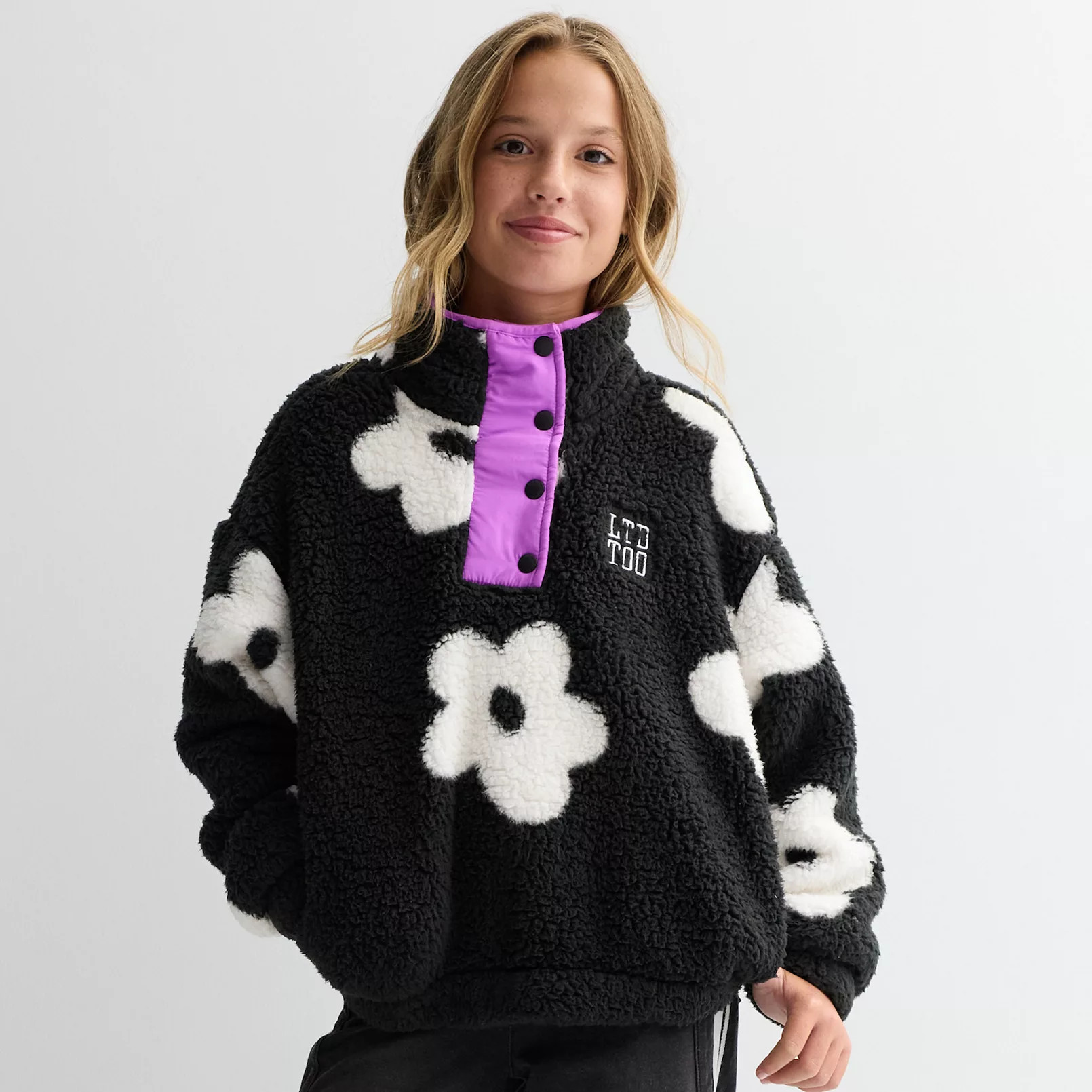 Girls 7-16 Limited Too Sherpa Quarter Snap Pullover | Kohl's