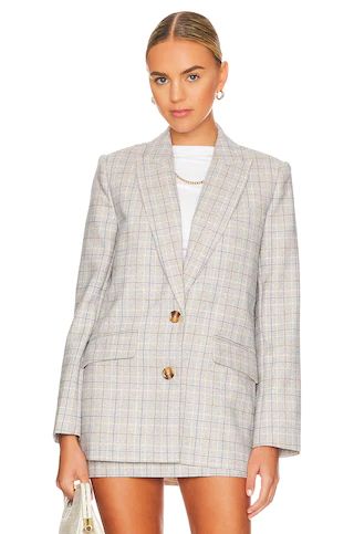 L'Academie Abigail Blazer in Pale Blue Check from Revolve.com | Revolve Clothing (Global)