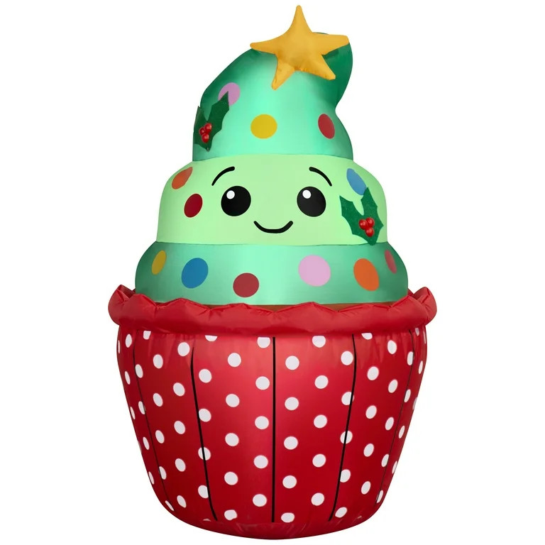 3.2 ft Tree Cupcake Christmas Airblown Yard Inflatable, Multicolor, by Holiday Time | Walmart (US)