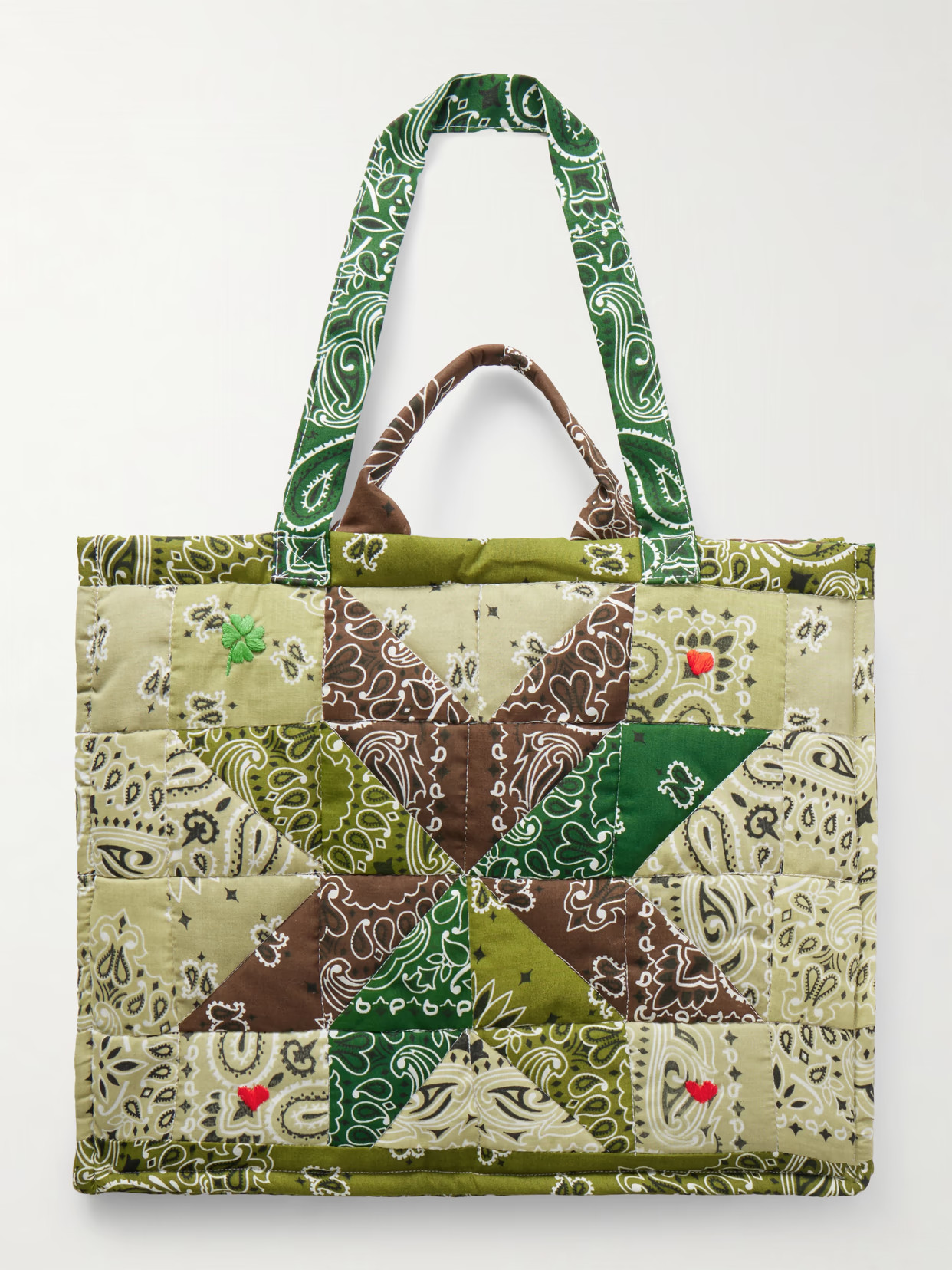 CALL IT BY YOUR NAME - Cabas Maxi Embroidered Quilted Patchwork Printed Cotton Tote - Green | NET-A-PORTER (US)