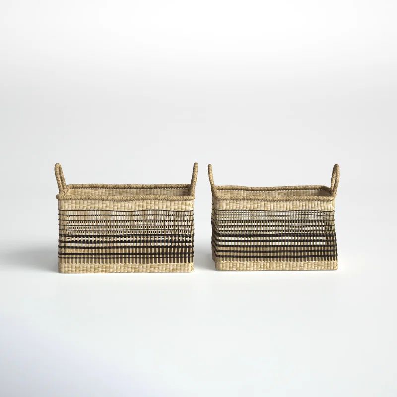Yoxall Coastal Seagrass Basket With Handles | Wayfair North America