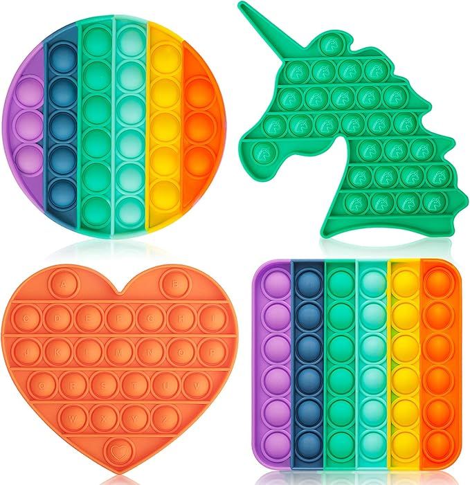 DALOJOE Push Pop Pop Bubble Fidget Sensory Toy, Pop Fidget Toys, 4 Pack Silicone Squeeze Sensory ... | Amazon (US)