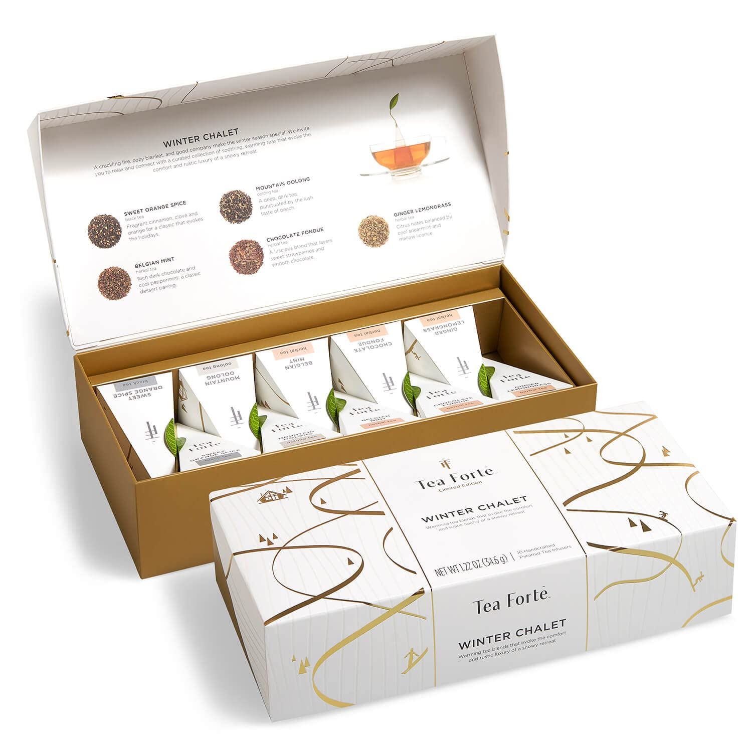 Tea Forte Petite Presentation Box Winter Chalet Tea Sampler Gift Set, 10 Assorted Variety Handcra... | Amazon (US)