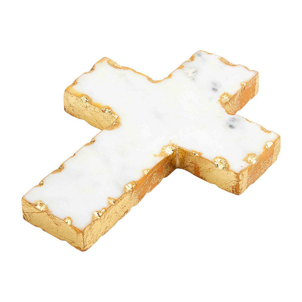 Mud Pie Girl's Gold Edge Marble Cross | Mud Pie