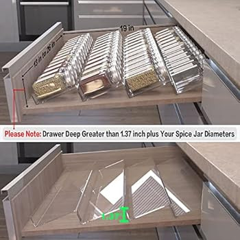 Spice Drawer Organizer, 4Tier Clear Acrylic Expandable From 13" to 26" Seasoning Jars Drawer Inse... | Amazon (US)