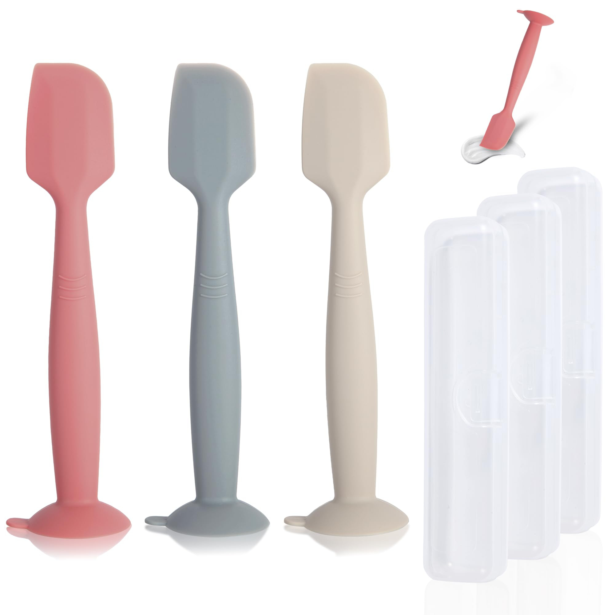 Diaper Spatula with Case, 3 Pack Baby Diaper Cream spatulas with 3 Storage Boxes, Soft Silicone D... | Amazon (US)