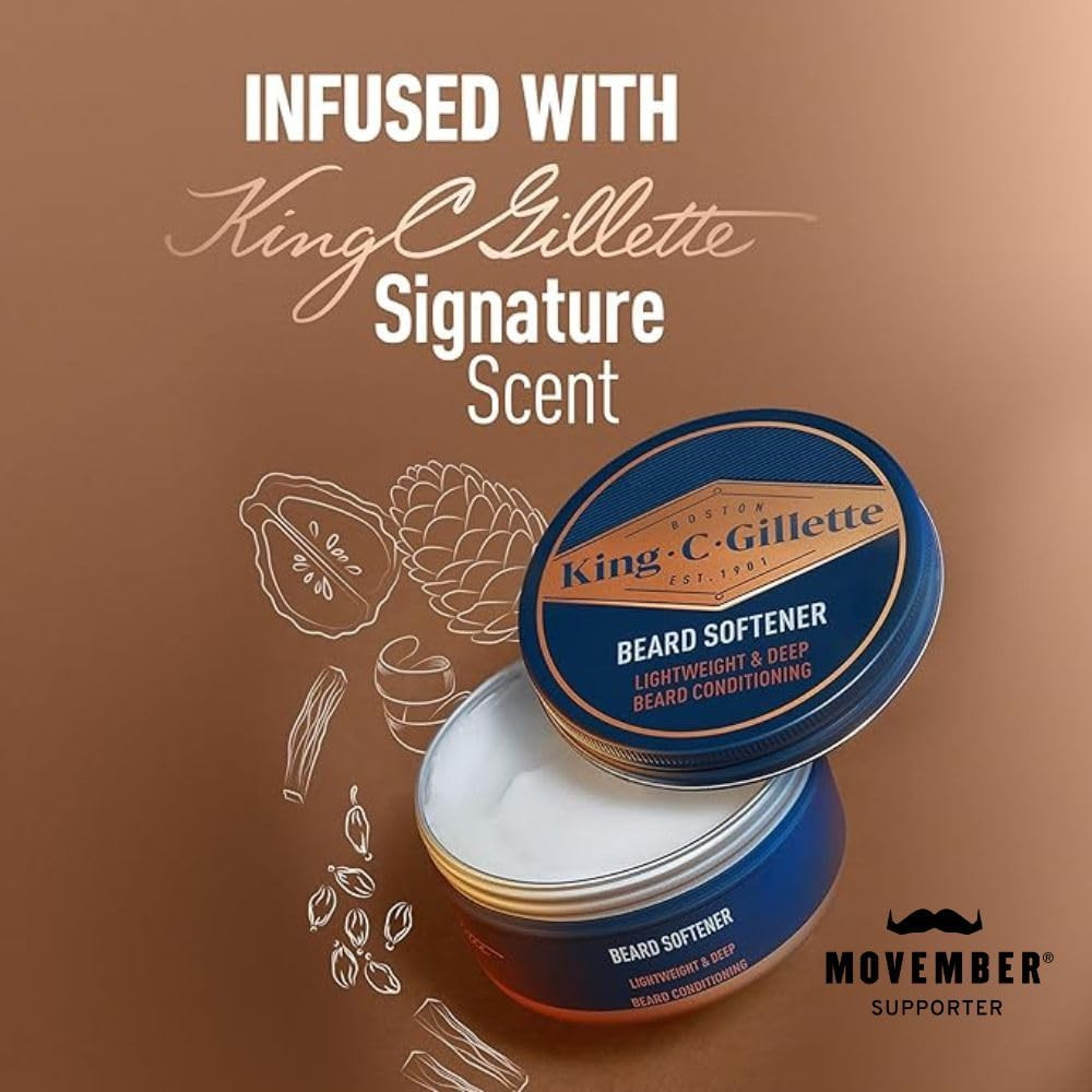 King C. Gillette Soft Beard Balm, Deep Conditioning with Cocoa Butter, Argan Oil and Shea Butter | Amazon (US)