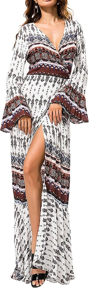 R.Vivimos Womens Summer Long Sleeve Cardigan Sexy Maxi Dresses | Amazon (US)