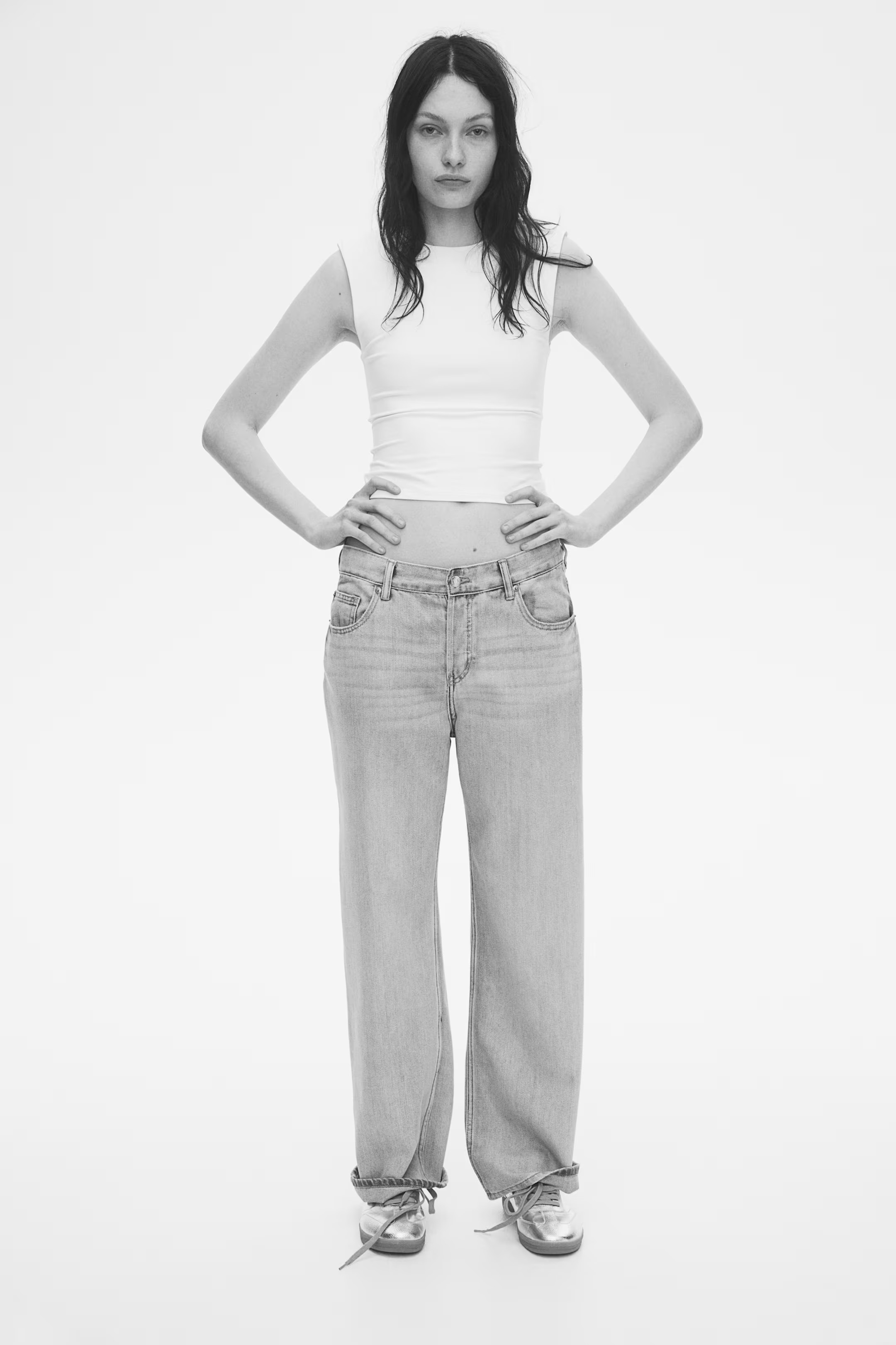 Tank Top with Shoulder Pads - White - Ladies | H&M US | H&M (US + CA)