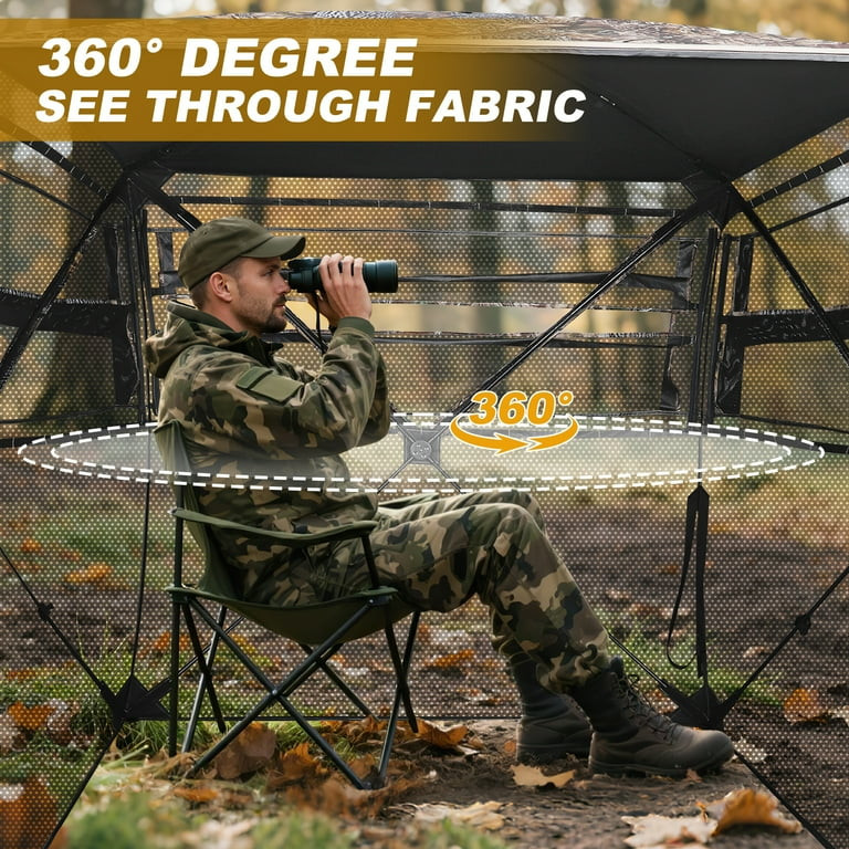 GIKPAL Portable 360-Degree See Through Hunting Blind for 2-3 People with Tie-Downs and Carrying B... | Walmart (US)