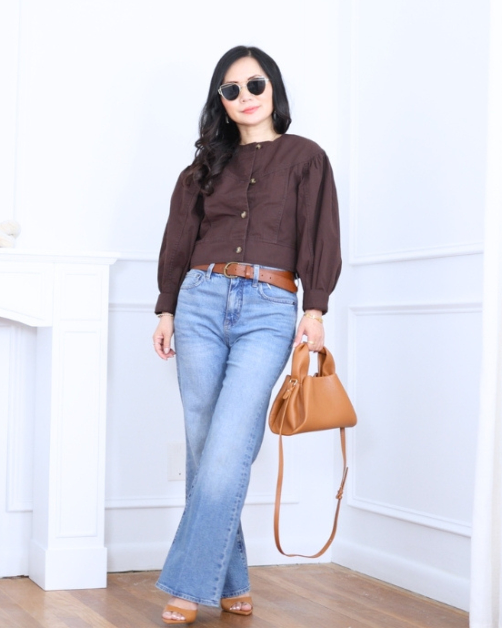 Twill jacket from LOFT paired with J.Crew kick-flare jeans — casual, structured, and effortlessly cool for an easy everyday outfit. I'm 5'2, wearing size S. 

 #LTKootd #LTKOver40 #LTKPetite