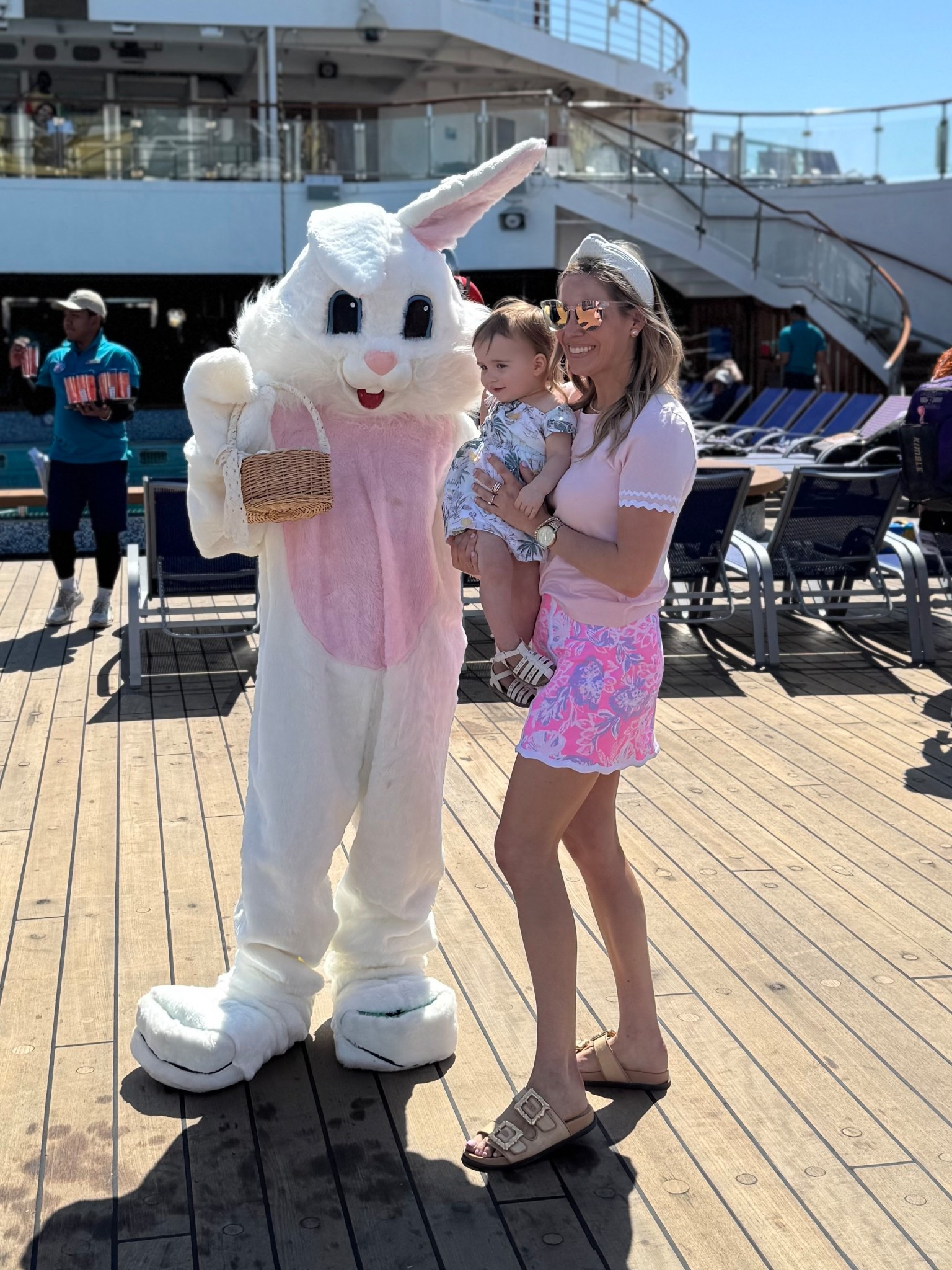 Code ASHLEYBA for 10% off my Melinda Maria jewelry 💎✨

Hoppy Easter on the high seas 🐰⛴️! Celebrating with the sweetest bunny meet-and-greet in my Lilly Pulitzer skort (size 0) paired with a scalloped pink tee (size XS) for the ultimate preppy spring look 🌸🩷🐣. This outfit is perfect for Easter brunch, family photos, or any sunny day aboard the ship ☀️📸. The skort gives you the comfort of shorts with the cute factor of a mini — and that vibrant pink and lilac print just pops 🌷🌈!

Styled with gold buckle sandals, pearl stud earrings, and a white textured headband for a little extra flair 👡🤍🎀. Don’t forget the sparkle — I’m wearing Melinda Maria jewelry, and you can use code ASHLEYBA for 10% off your own dainty layers ✨💫!



Outfit Details:
	•	Top: pink short sleeve tee with scalloped trim (size XS) 🧁
	•	Bottom: Lilly Pulitzer skort (size 0) in signature print 💗
	•	Shoes: neutral gold buckle slides 👡
	•	Accessories: white headband 🤍, pearl earrings 🫧, Melinda Maria jewelry 💎

Lilly Pulitzer skort outfit, Easter cruise look, spring family cruise style, mommy and me Easter, pink and white outfit, scallop edge tee, resort fashion, cruise family photo outfit

Perfect for:
Easter on vacation 🐣, cruise activities 🛳️, spring family photos 📷, sunny days outdoors ☀️, matching festive moments 👩‍👧💐

Bringing all the pink & pastel joy this Easter! Everything’s linked on LTK — hop to it! 🐰💗🌈🛍️

#LTKFindsUnder100 #LTKOver40 #LTKFindsUnder50