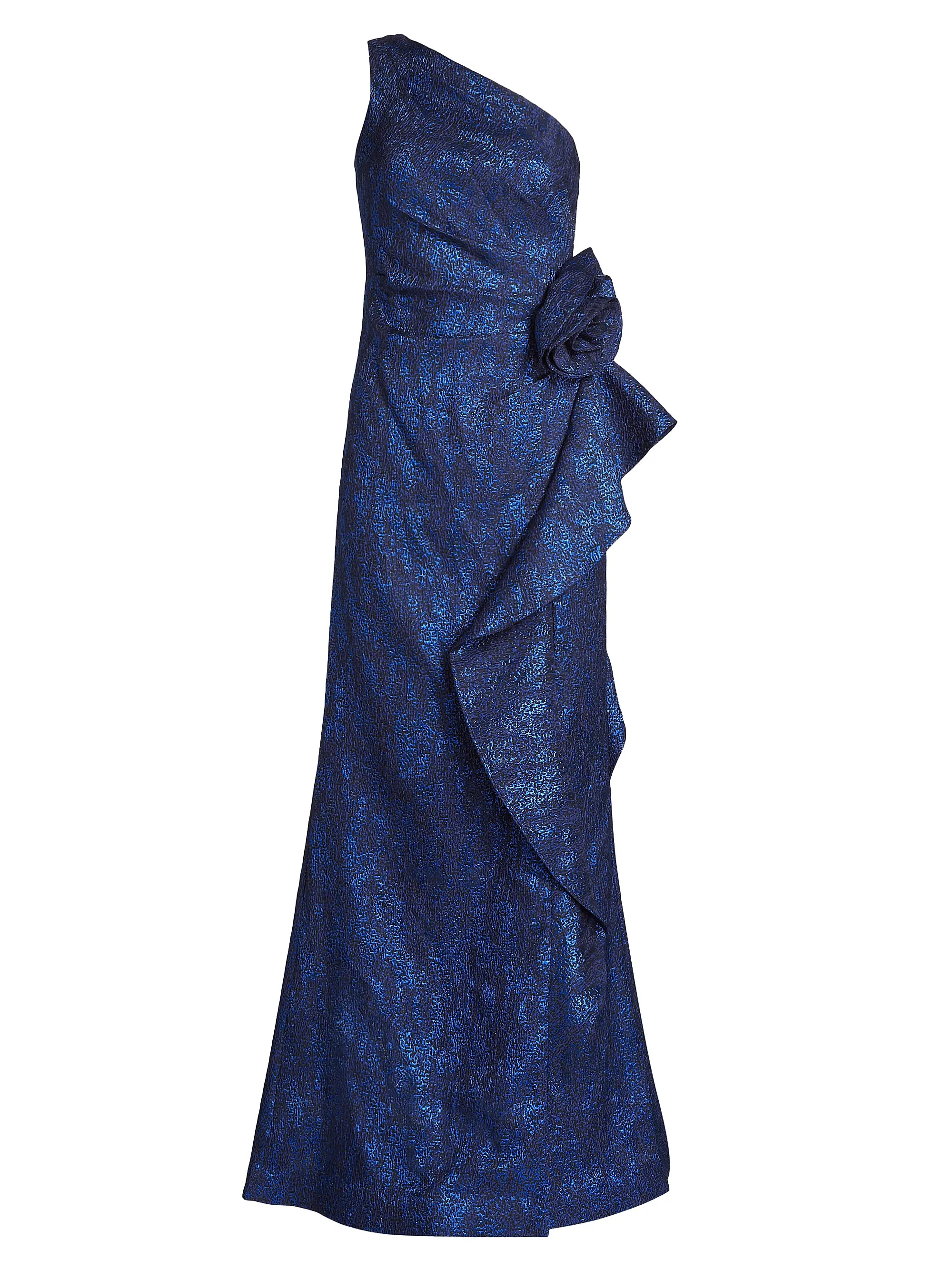 One-Shoulder Jacquard Rosette Gown | Saks Fifth Avenue