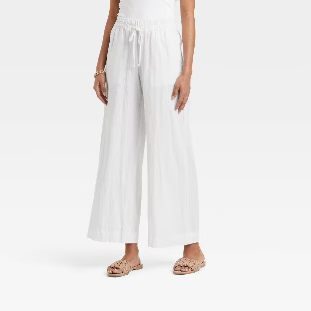 Women's High-Rise Wide Leg Linen Pull-On Pants - A New Day™ | Target