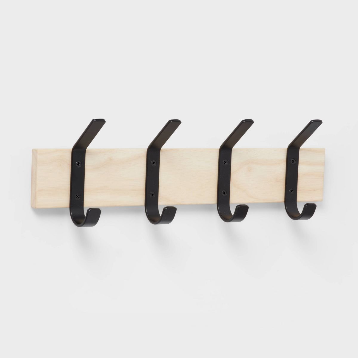 Mixed Material 4 Hooks Rail Matte Black on Light Wood - Brightroom™ | Target