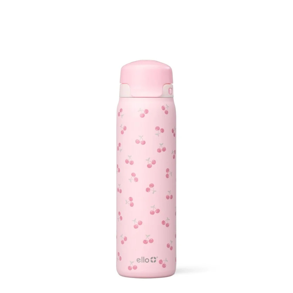 Ello Flip & Fill 22 oz Stainless Steel Water Bottle, Cherries | Walmart (US)