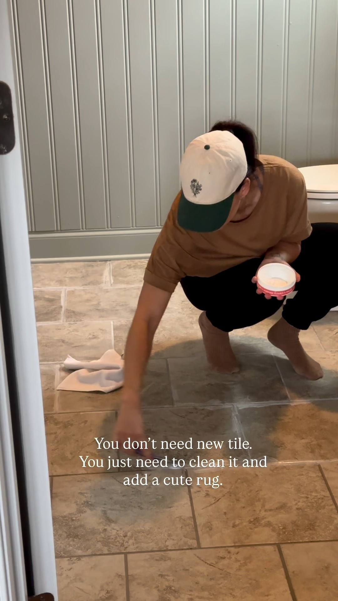 Bathroom makeover,
Tile cleaner, rug, bathroom rug, bathroom update on a budget, budget friendly updates 

#LTKFindsUnder100 #LTKHome #LTKFindsUnder50