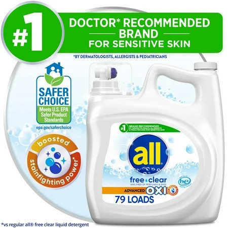all Free Clear Liquid Laundry Detergent, Oxi, 141oz, 79 Loads | Walmart (US)