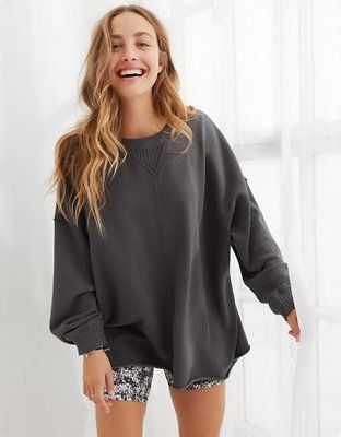 Aerie ANYTIME® Down-To-Earth Oversized Sweatshirt | American Eagle Outfitters (US & CA)