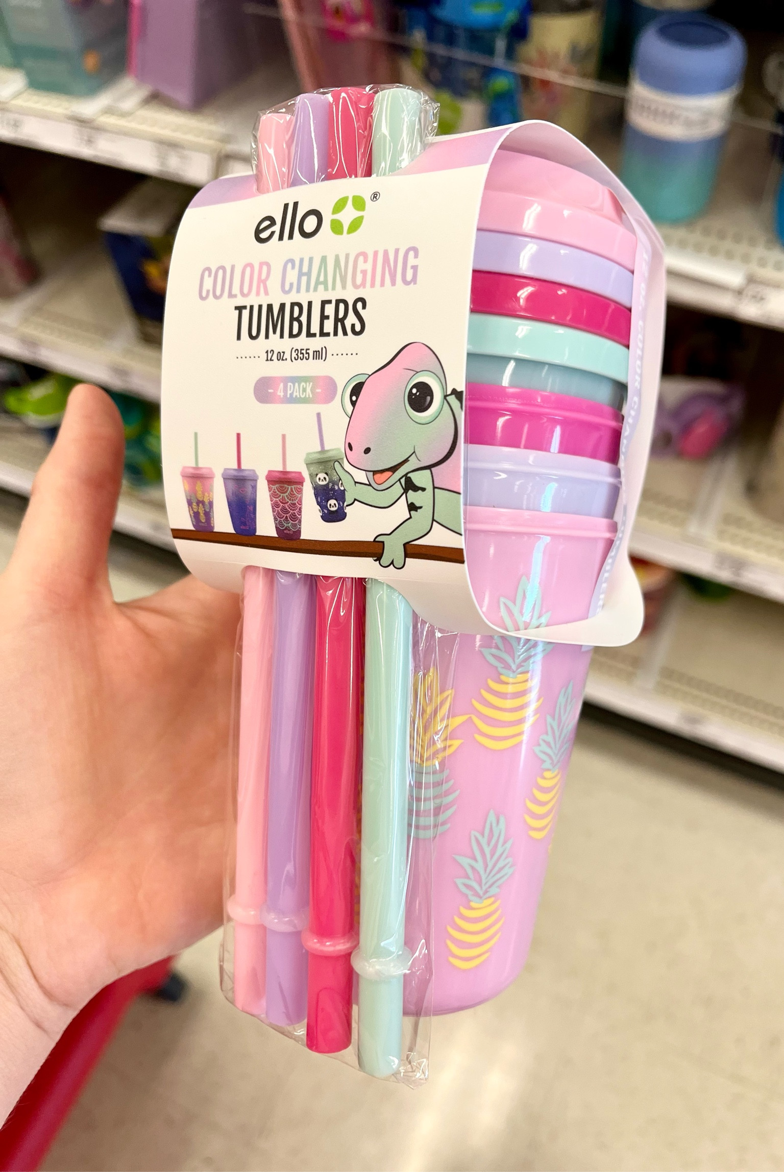 Ello 12oz 4pk Plastic Chameleon Color Changing Cups With Twist On Lids :  Target