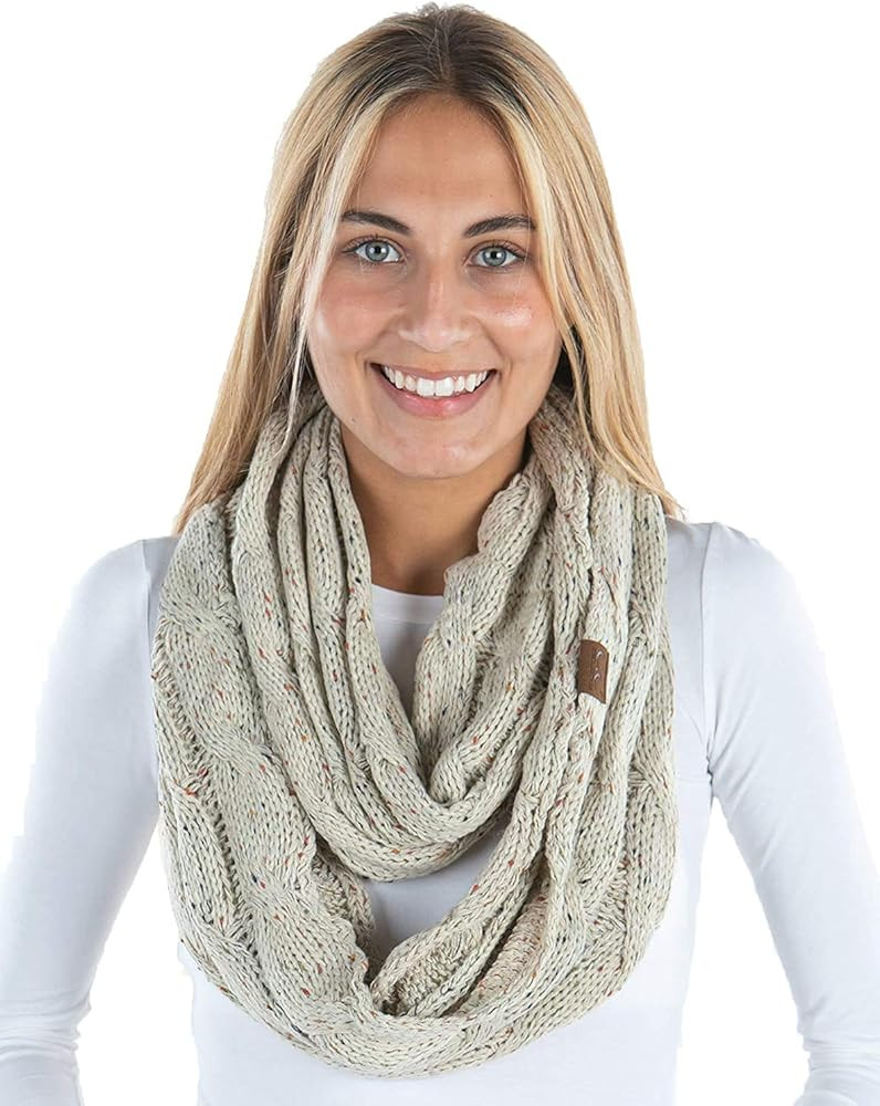 Funky Junque Women's Scarf Matching Ribbed Winter Warm Cable Knit Infinity Circle Wrap | Amazon (US)