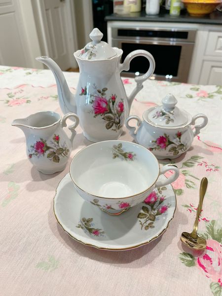 Moss Rose tea set, tea cup, tea party ideas, tablecloth, home decor, bone China, fine China

#LTKunder100 #LTKhome #LTKunder50