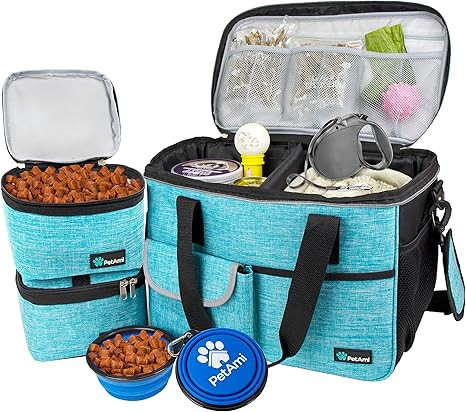 PetAmi Dog Travel Bag, Travel Pet Bag Organizer, Dog Food Travel Bag with Food Container and Bowl... | Amazon (US)