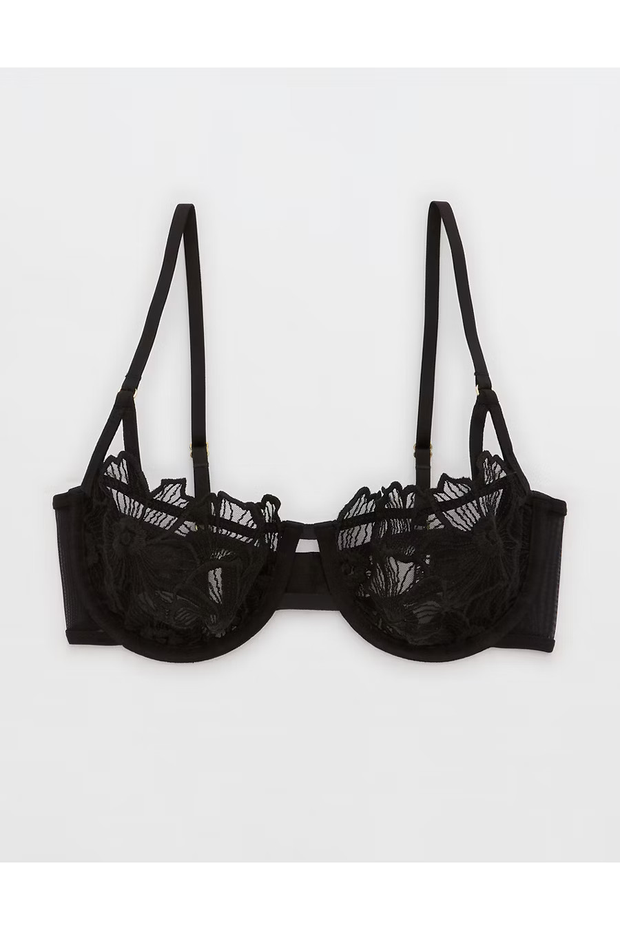 Show Off Embroidery Unlined Bra Women's True Black 40C | Aerie