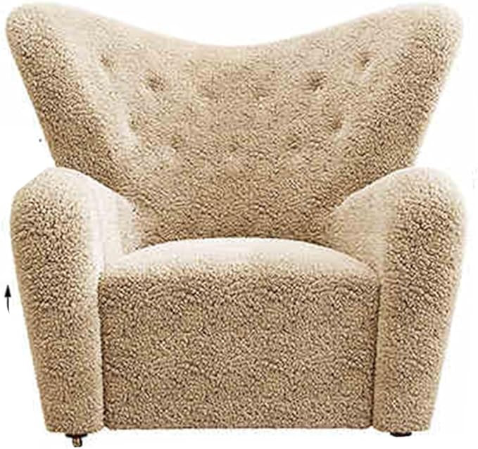 Chair, Sofa Chair French Medieval Style Lambskin Single Sofa Cream Wabi-sabi Designer Solid Wood ... | Amazon (US)