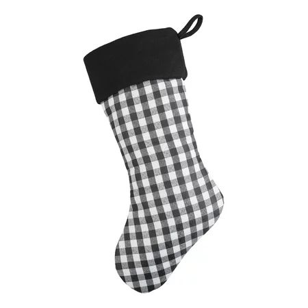 Holiday Time Black and White Buffalo Plaid Christmas Stocking, 20" | Walmart (US)