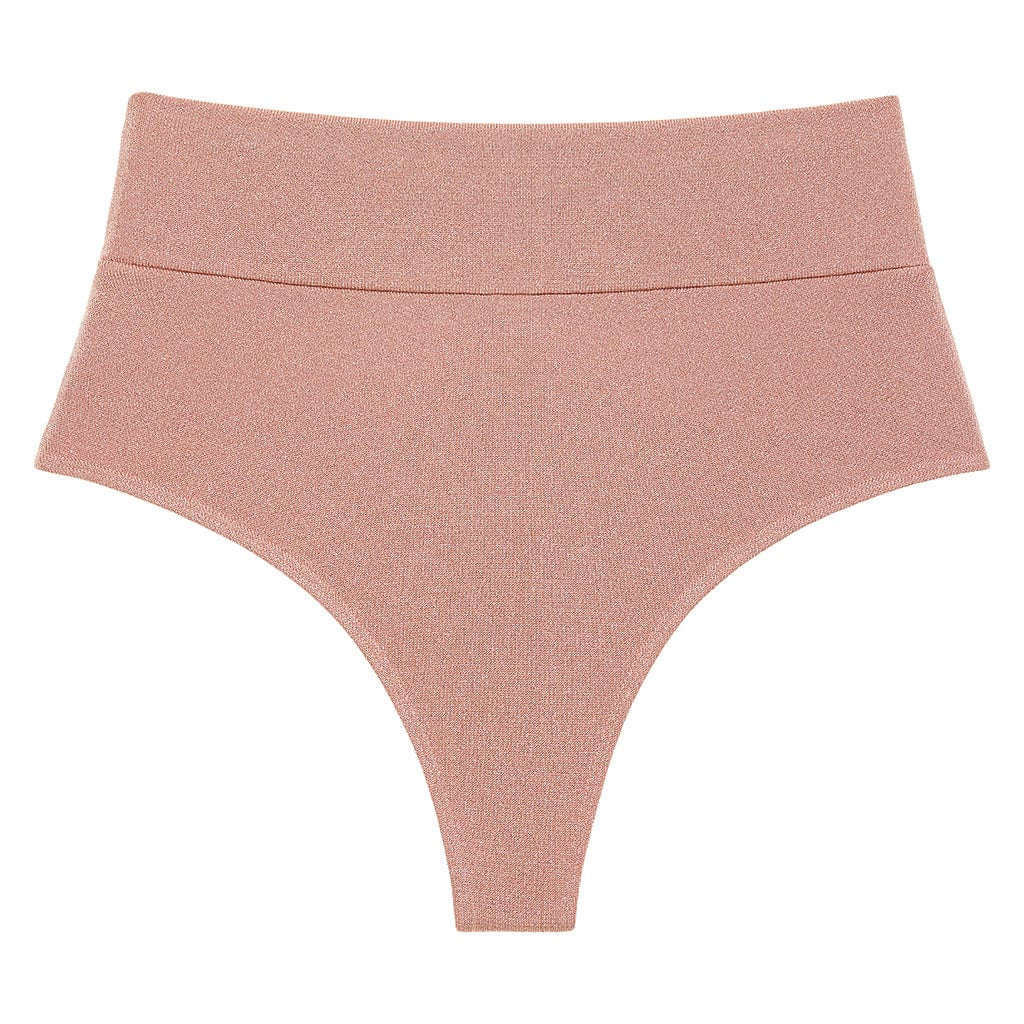 Prima Pink Sparkle Added Coverage High Rise Bikini Bottom | Montce