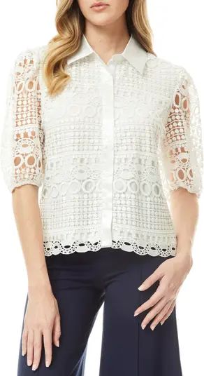BY DESIGN Brianna Lace Puff Sleeve Button-Up Top | Nordstromrack | Nordstrom Rack