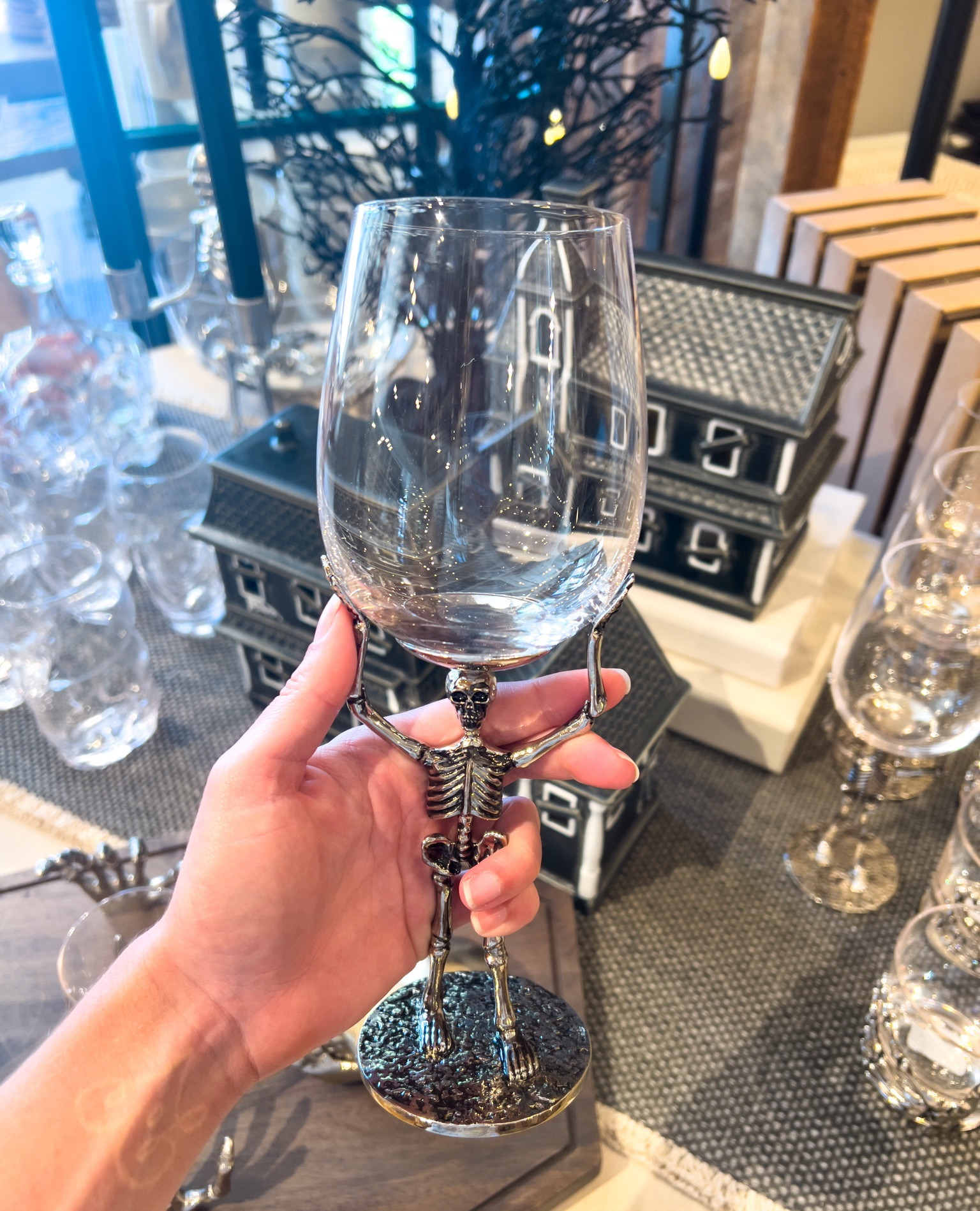 Skeleton wine glass 
Pottery Barn find
Halloween wine glass
Halloween party 
Halloween Decor


#LTKHome #LTKFindsUnder50 #LTKSeasonal