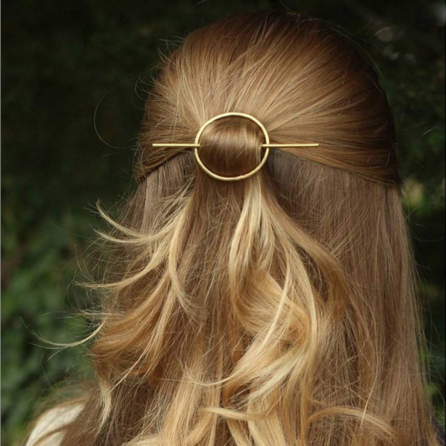 Jakawin Womens Minimalist Circle Hair Clip Brass Hair Barrette Gilrs Hair Accessories | Amazon (US)
