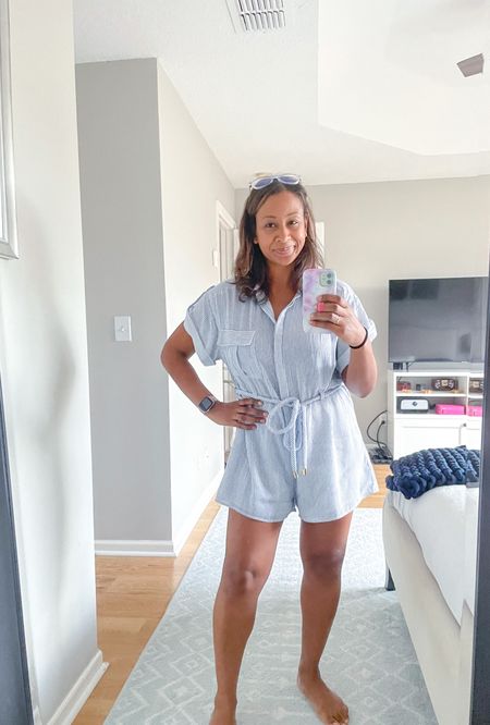 Such a cute romper for spring break, vacation, or just a normal day! Fit is casual/loose and so comfortable. 

#LTKSeasonal #LTKunder50 #LTKFind