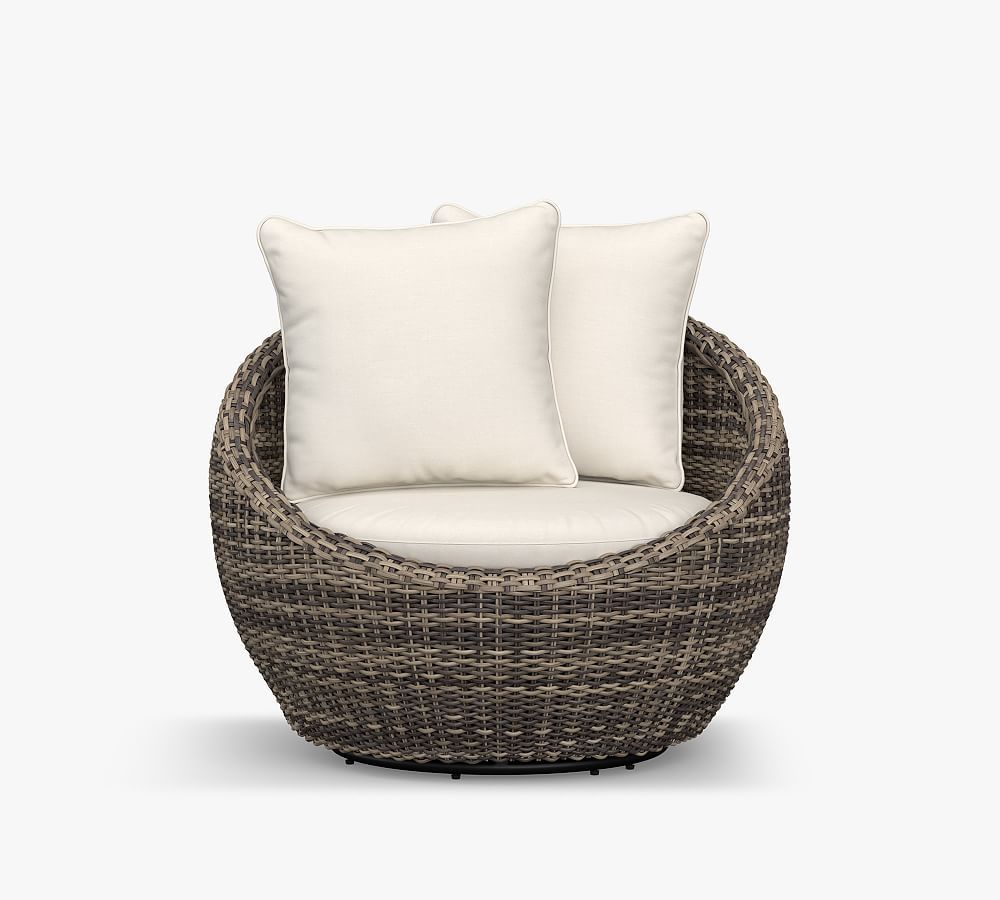 Torrey Wicker Papasan Swivel Outdoor Lounge Chair | Pottery Barn (US)