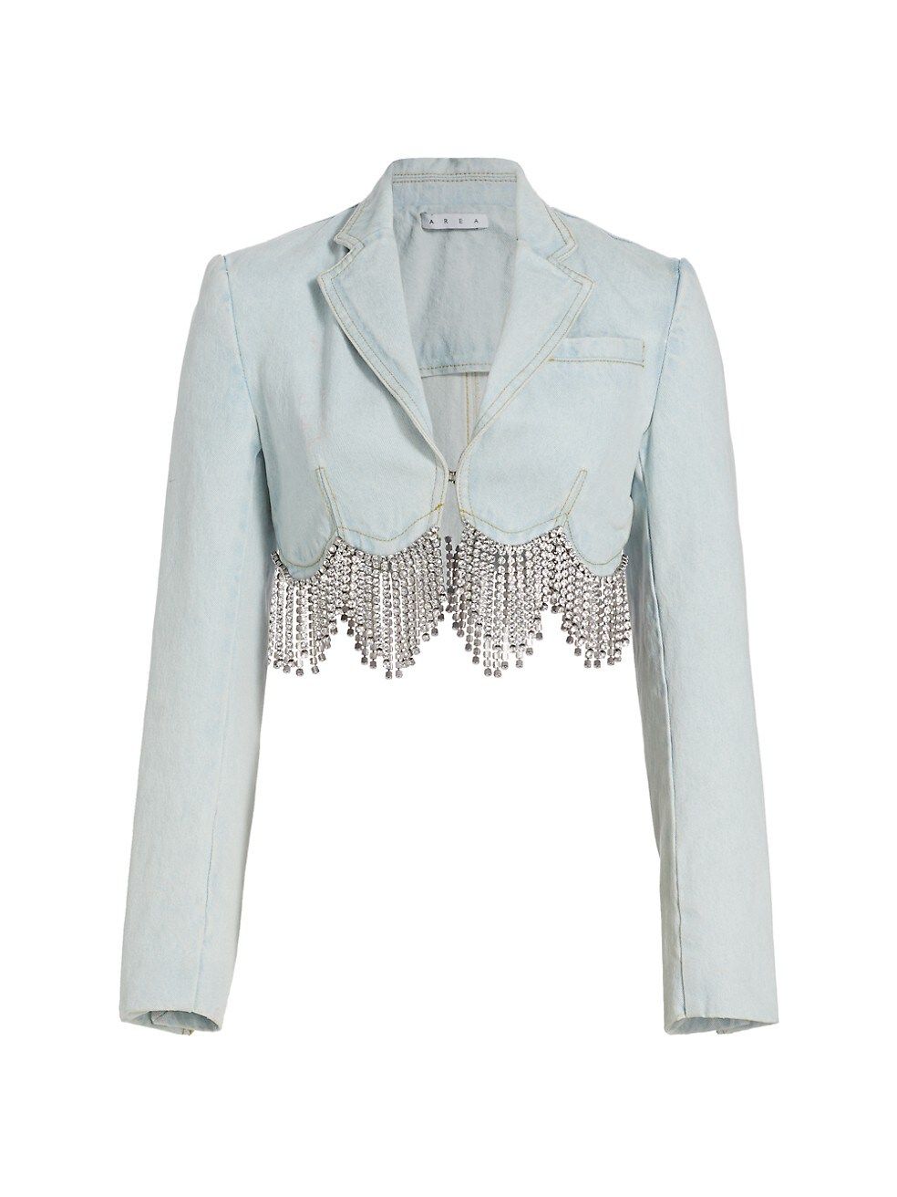 Scalloped Crystal Denim Crop Jacket | Saks Fifth Avenue