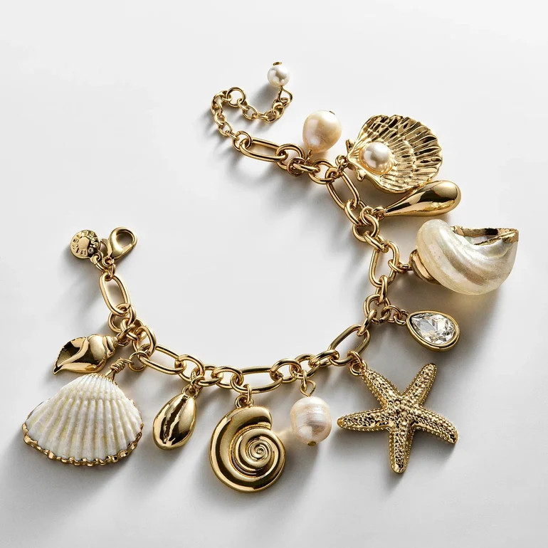 Isla Charm Bracelet - Gold/Pearl | BaubleBar