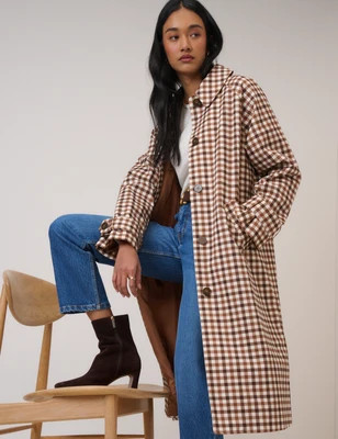 Brown Check Car Coat | Nobody's Child