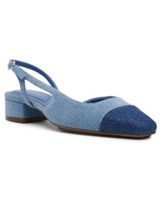 Anne Klein Women's Nia Block Heel Cap Toe Slingback Flats - Macy's | Macy's