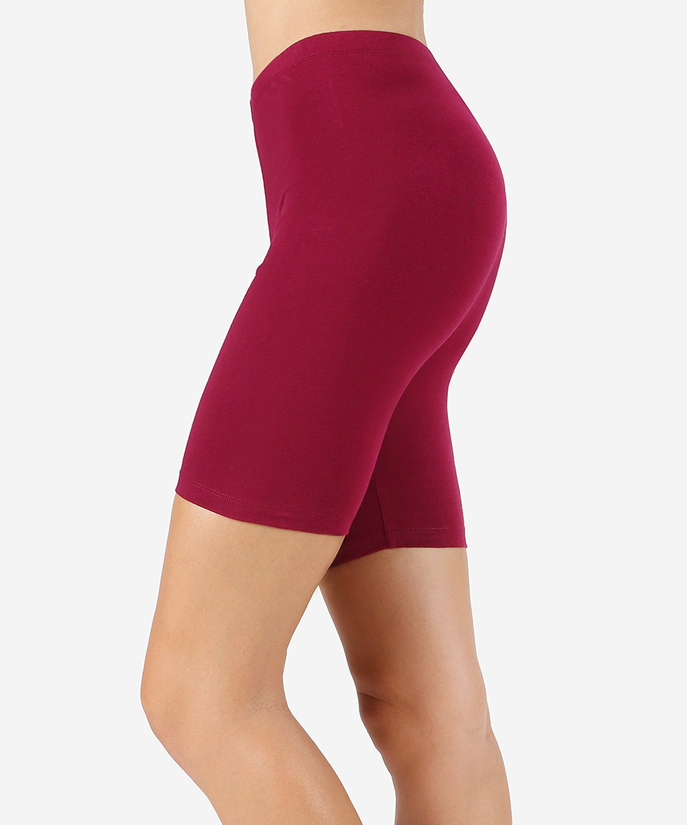 Zenana Women's Active Shorts CABERNET_IPB - Cabernet Bike Shorts - Women | Zulily