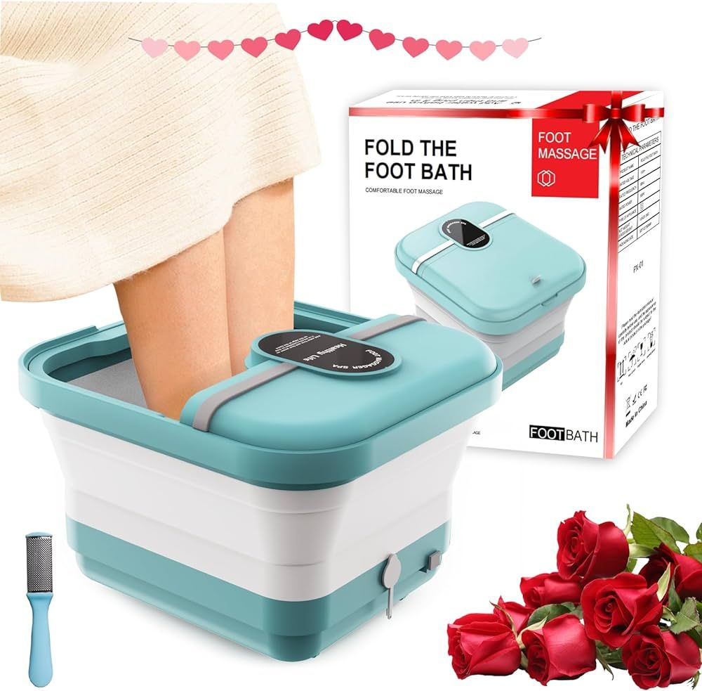 AISZG Valentines Day Gifts for Him/Her/Boyfriend,Foot Spa Bath Massager with 8 Massage Rollers,Co... | Amazon (US)