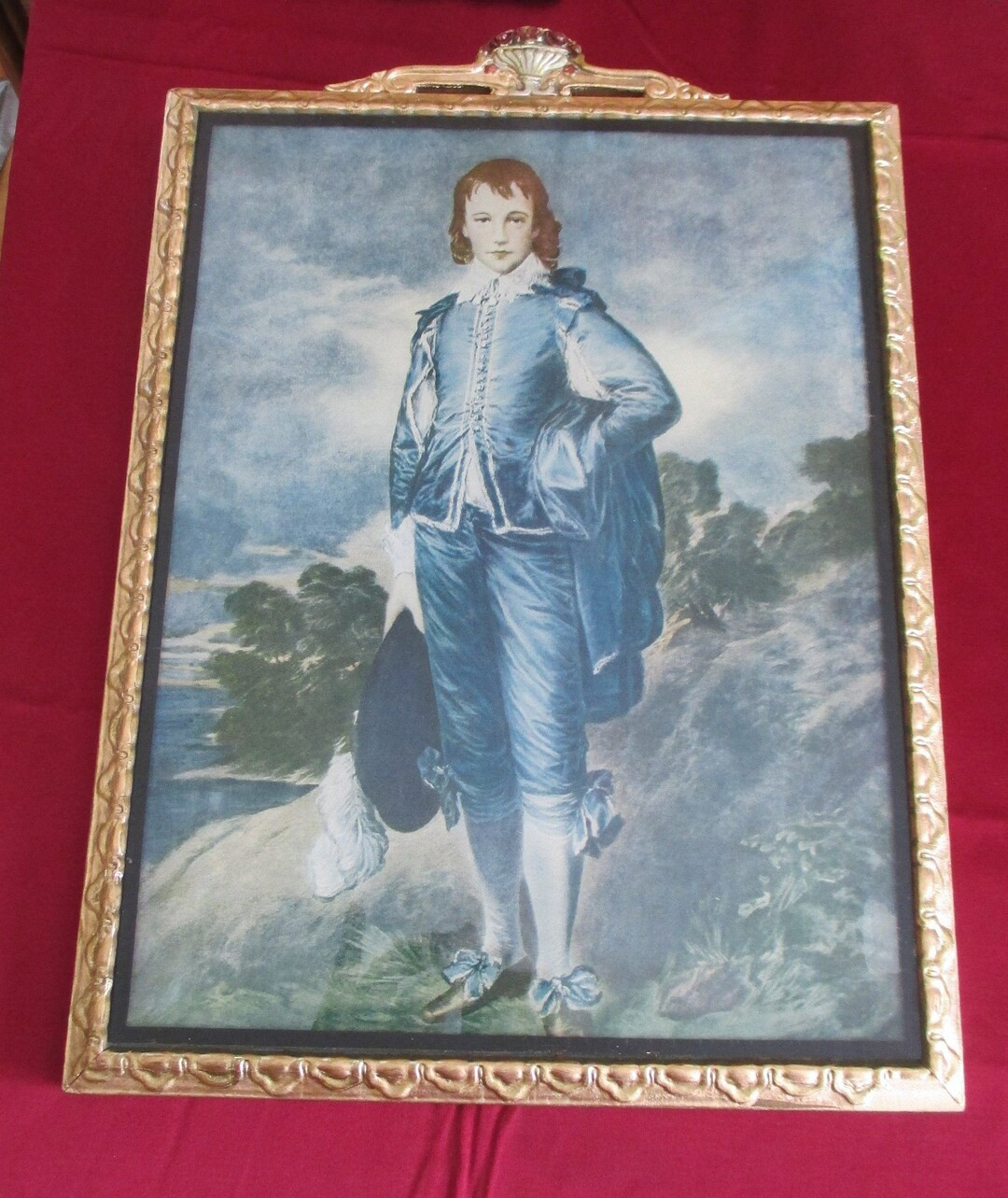 Vintage Blue Boy Print Attached to Glass With Gold Scalloped Frame, Iconic Blue Boy Print Gold Fr... | Etsy (US)