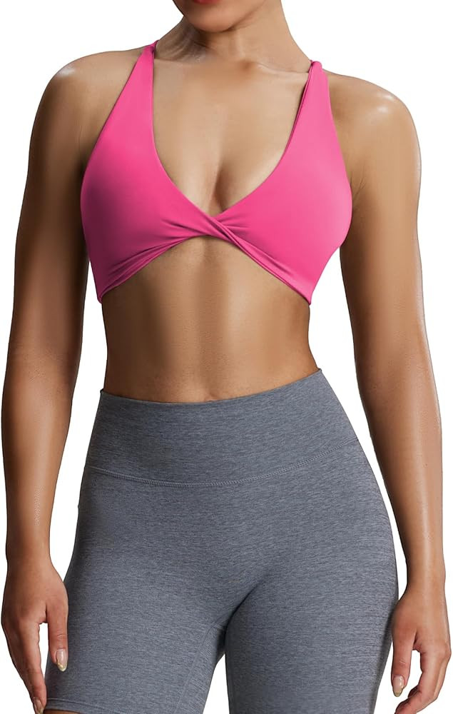 Aoxjox Women's Workout Sports Bras Fitness Metamorph Sienna Twist Bra Yoga Crop Tank | Amazon (US)