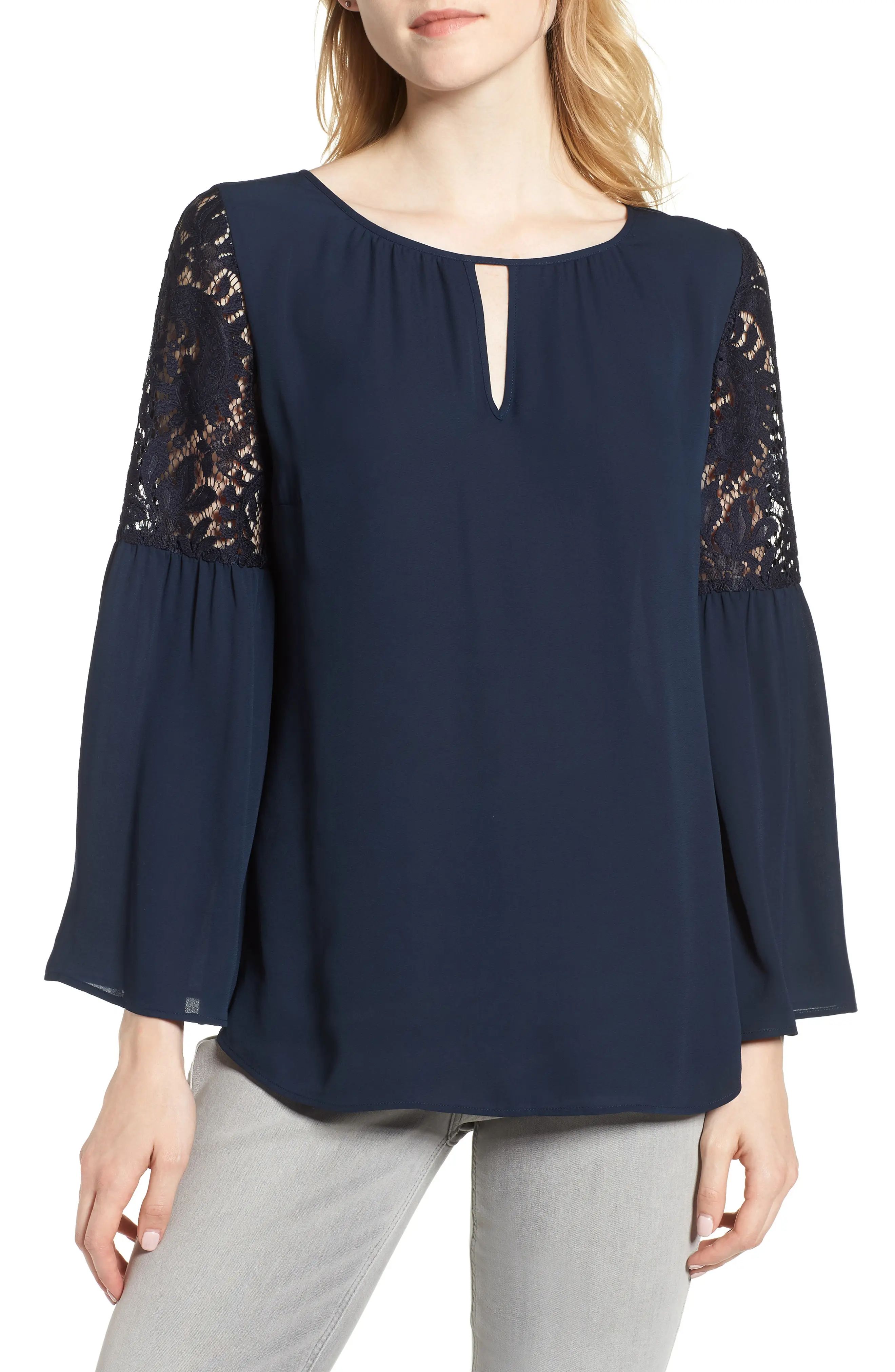 Chelsea28 Lace Bell Sleeve Top | Nordstrom