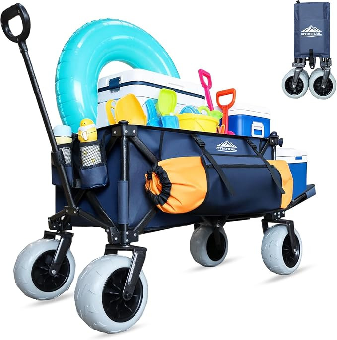 Beach Wagon, Big All-Terrain 9"x4" PU Wheels for Sand, 200L Large Capacity & 330lbs Heavy Duty, C... | Amazon (US)