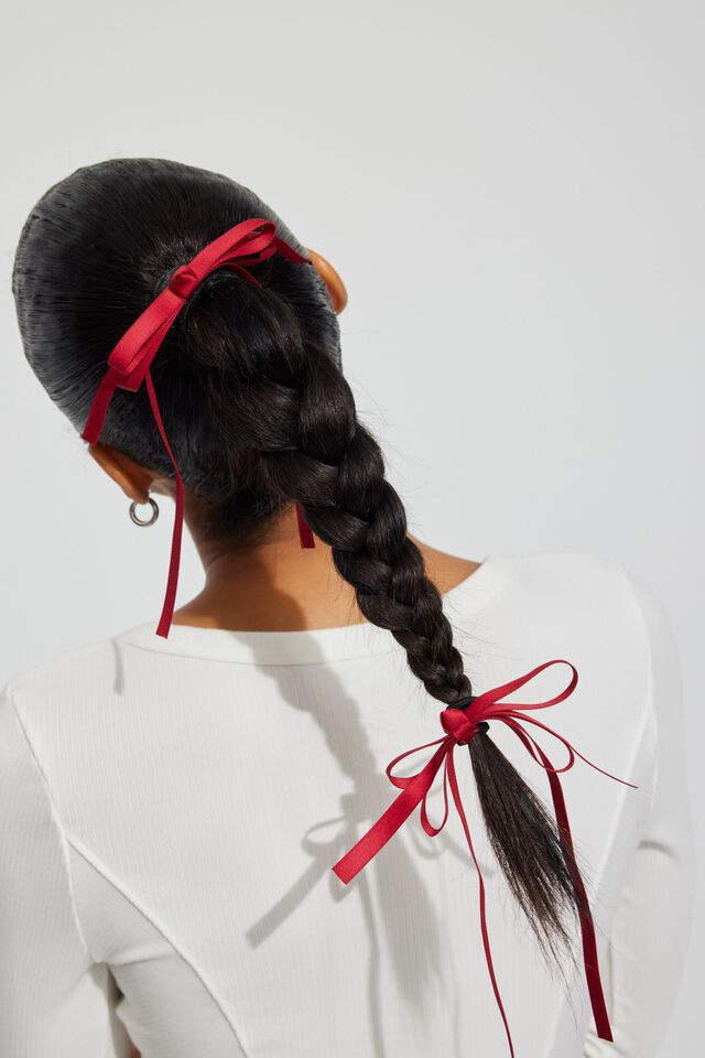 Set of 6 Ribbon Bow Hair Elastics | Garage Clothing