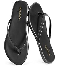 mazeskin Women's Memory Foam Comfortable Flat Thong Sandals Dressy Summer Beach Leather Slide Fli... | Amazon (US)